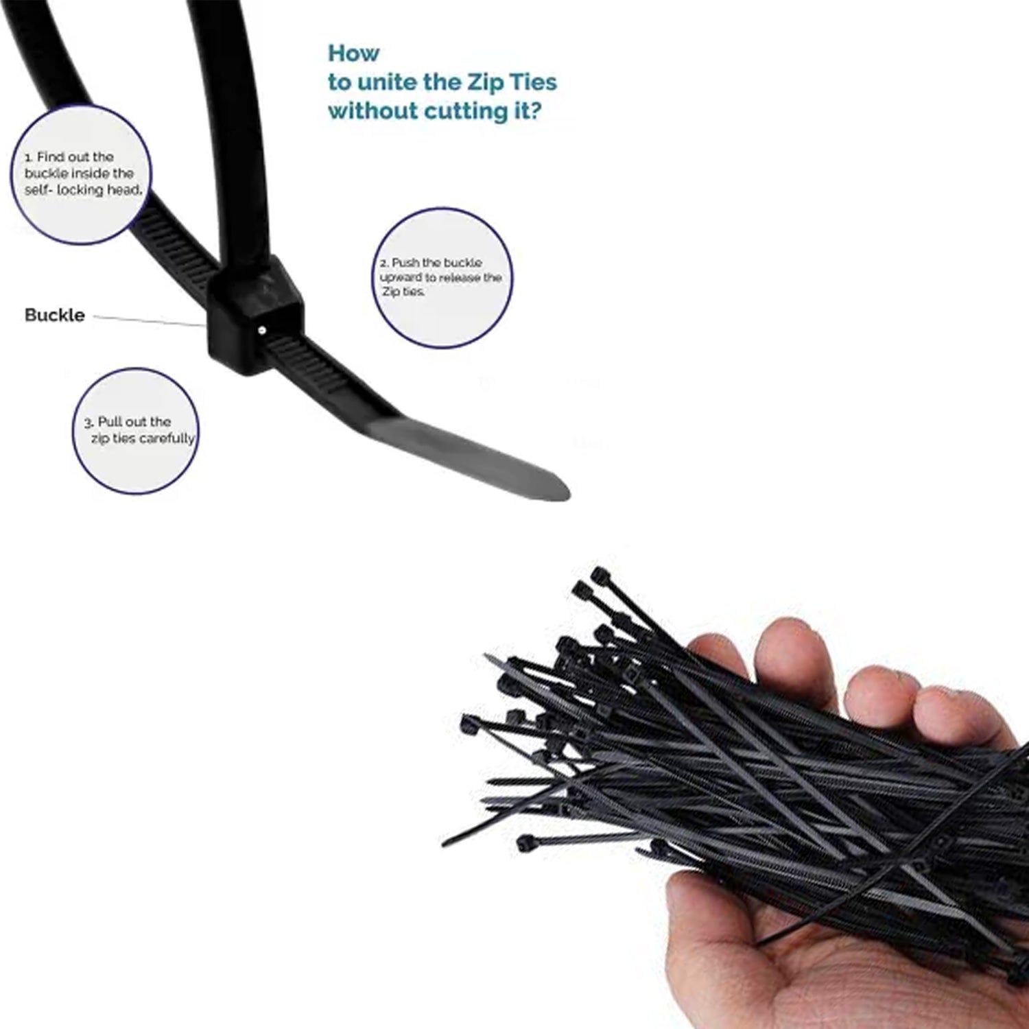 4-inch self-locking cable ties, black, pack of 100 4-inch self-locking cable ties, black, pack of 100